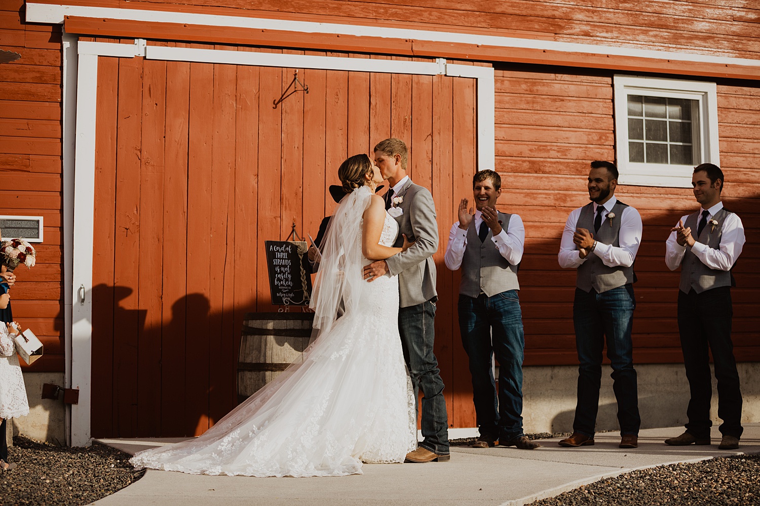 Ceremony Backdrop | Red Barn Wedding | Overland Trail Museum | Cassie Madden Photography