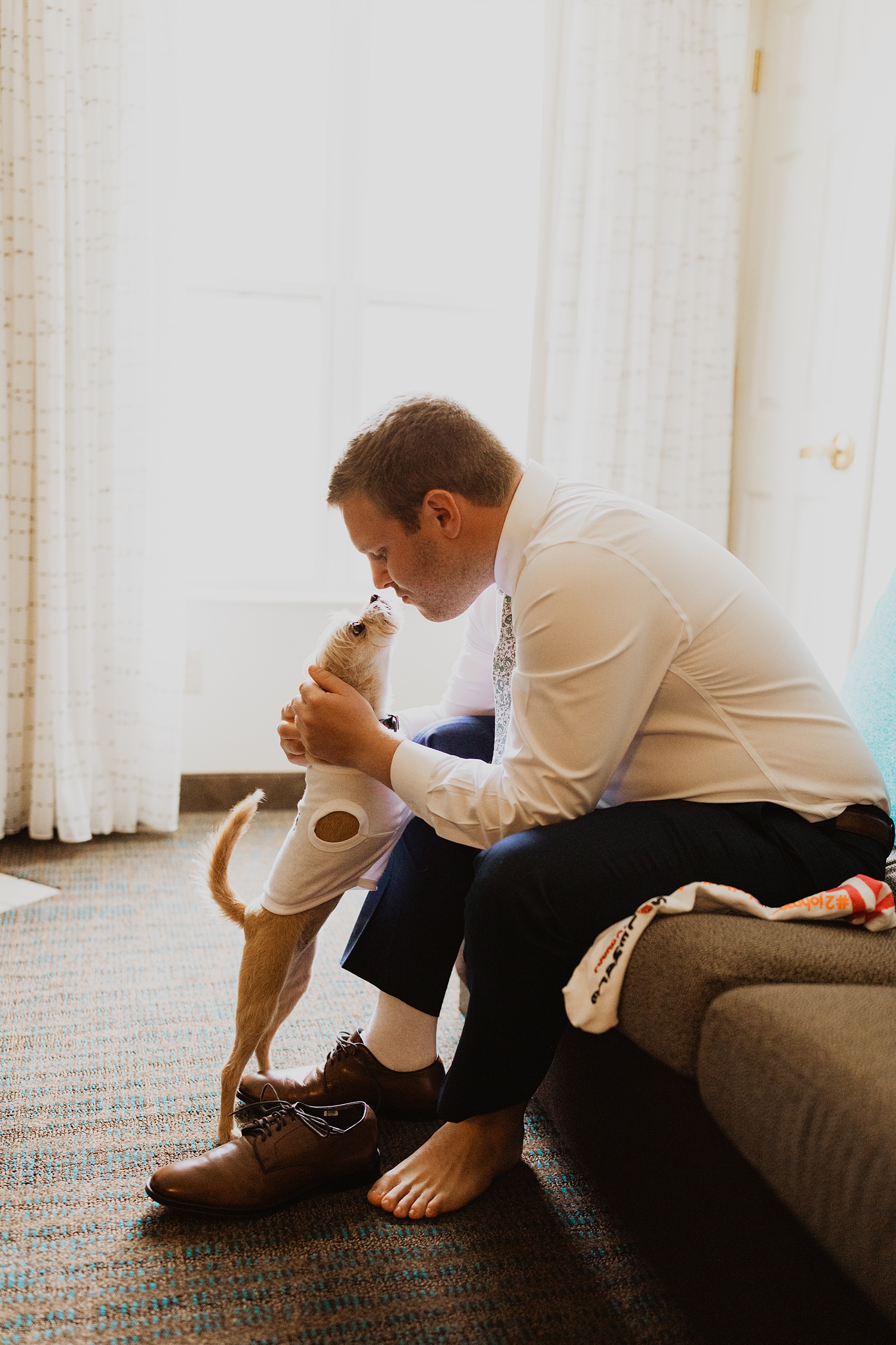 Dog Bridal Party | Dog Wedding Outfit | Groom Getting Ready  | Cassie Madden Photography